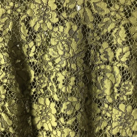 J CREW OLIVE GREEN SHEER FLORAL LACE LONG SLEEVE BLOUSE KEYHOLE WOMENS SIZE 00 - Picture 3 of 7